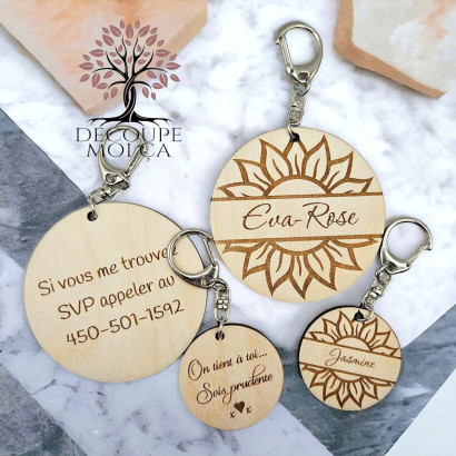SUNFLOWER MONOGRAM KEY RING AND TAG