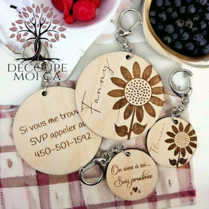 KEY RING AND SUNFLOWER TAG
