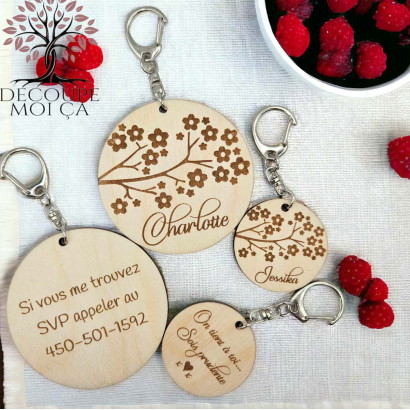 CHERRY BLOSSOM KEY RING AND TAG